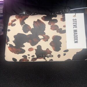 Steve Madden Animal Print Crossbody Bag - Black and Brown